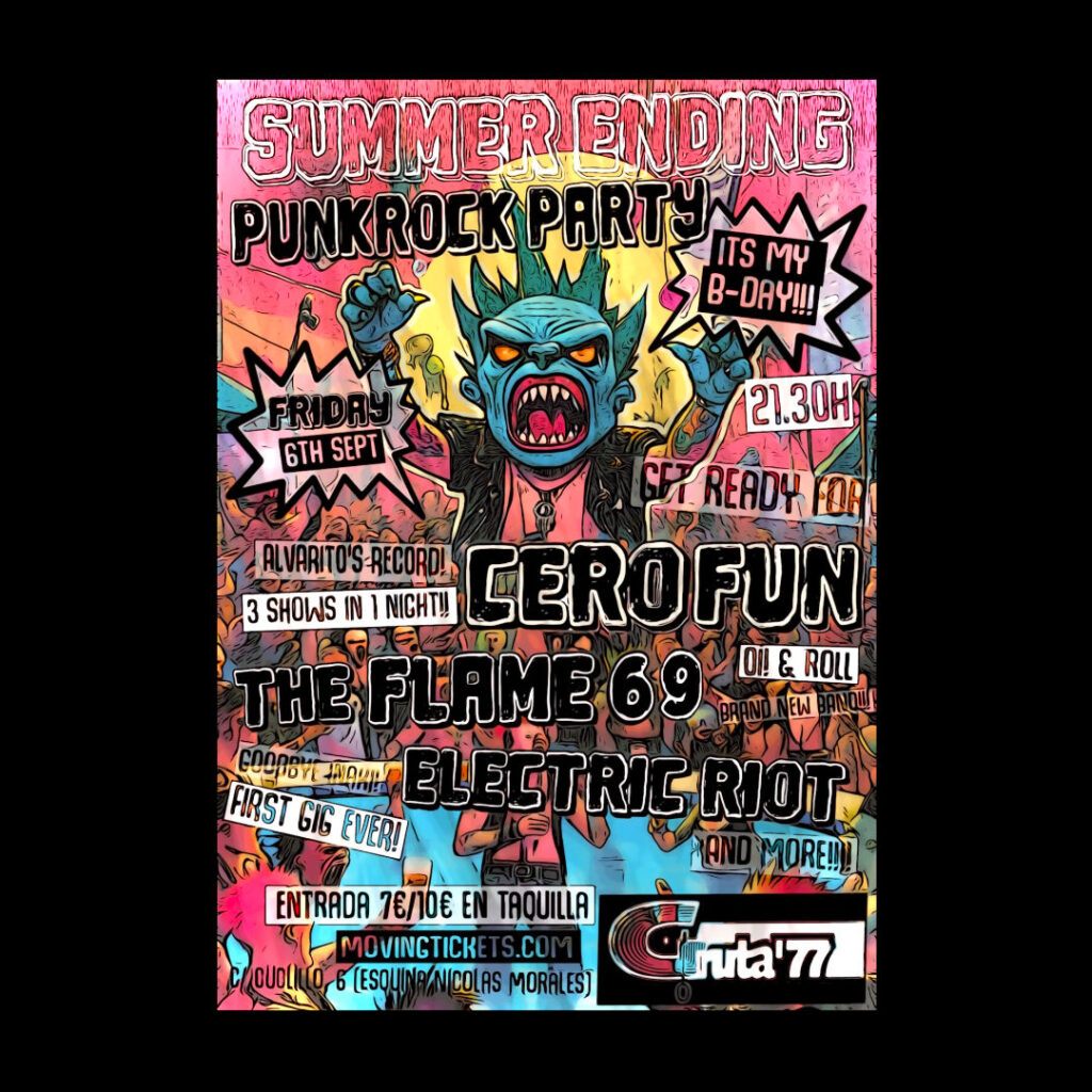 Summer Ending Punk Rock Party: Cerofün + The Flame 69 + Electric Riot 