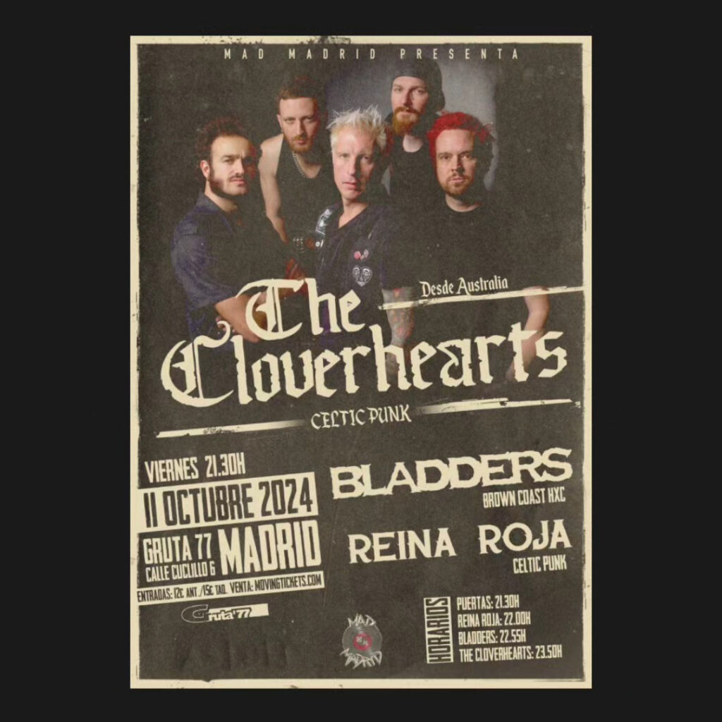 The Cloverhearts + Bladders + Reina Roja